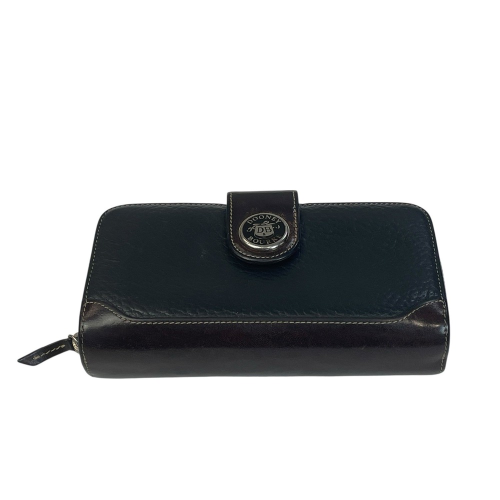 Dooney & Bourke Black Pebbled Leather Zip Around Wallet Classic Check Book Y2K - Picture 12 of 13